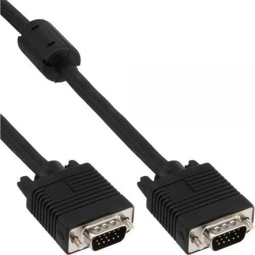 VGA / S-VGA cable, 15pin, HD (male / male), with ferrite cores, 1.5m (4.92ft), black