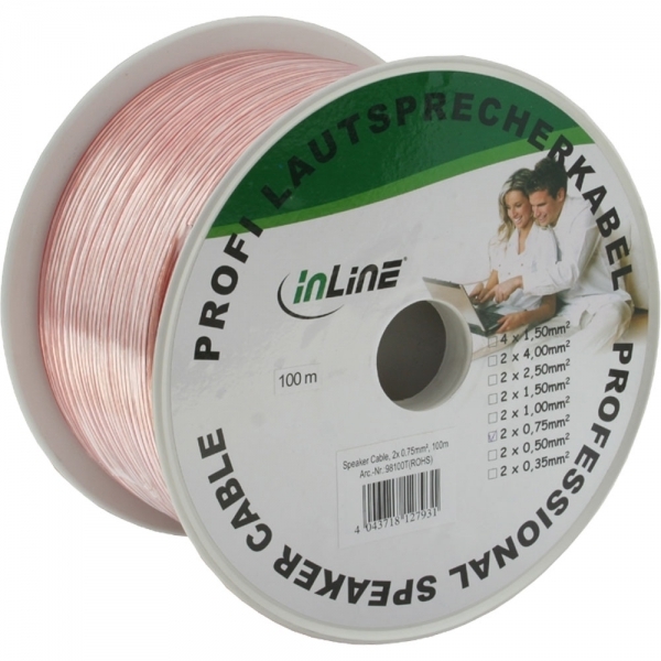 100m roll two wire low voltage power or speaker cable up to 24V, 2x 0.75mm² diameter, CCA