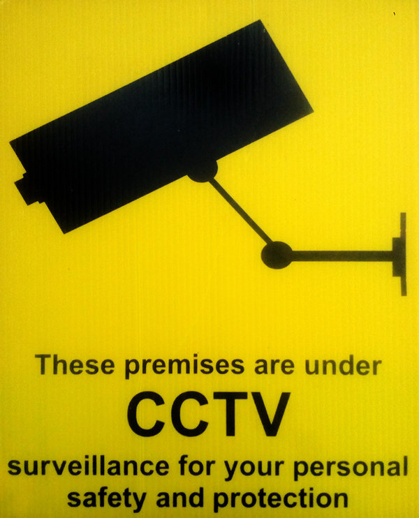 CCTV Surveillance Warning Sign, (english) 400x488mm, Corriboard